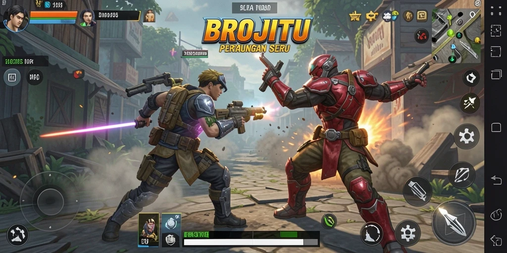 Screenshot gameplay menarik dari BROJITU yang menunjukkan aksi TPS.