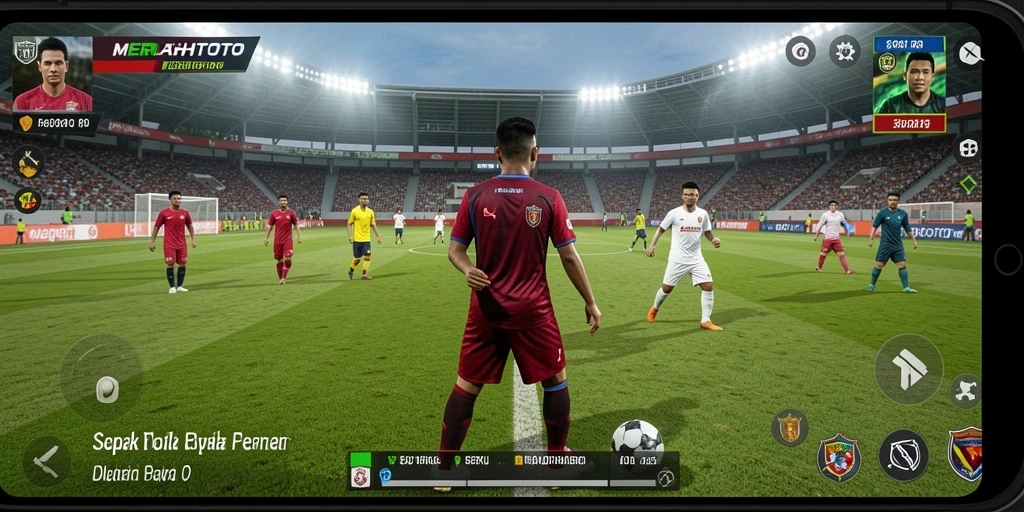 Tampilan gameplay MERAHTOTO yang mendebarkan dalam aksi sepak bola.