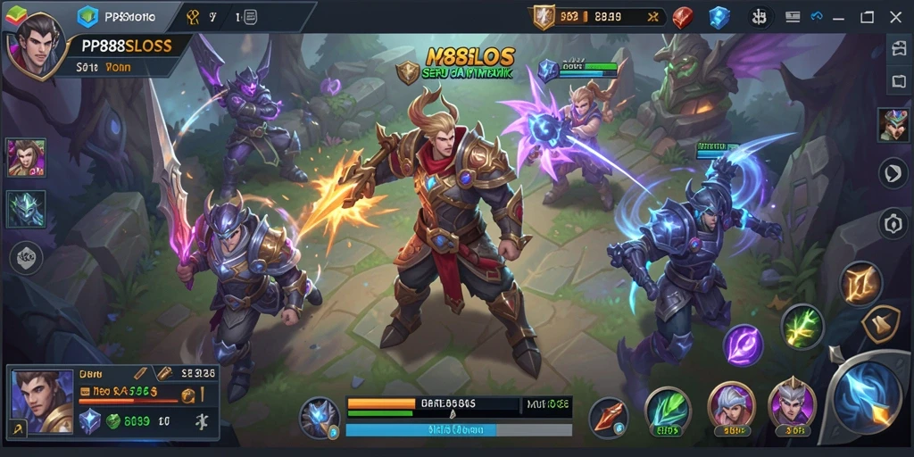 Screenshot PP88SLOTS menampilkan aksi menarik dalam pertempuran MOBA.