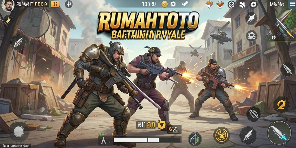 Tampilan gameplay seru RUMAHTOTO dalam pertarungan Battle Royale.