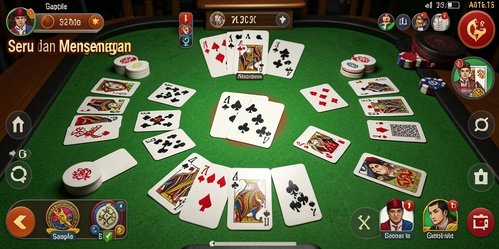 Tampilan gameplay T6 dengan suasana permainan Gaple yang seru.