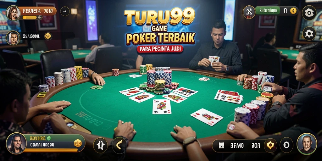 Tampilan gameplay Poker yang menarik dan seru di TURU99.